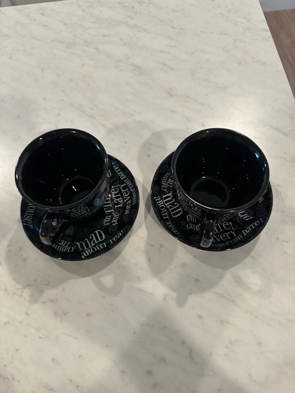 RARE!! New Disney Alice in Wonderland Black Teacup & Saucer Sets - 2 sided